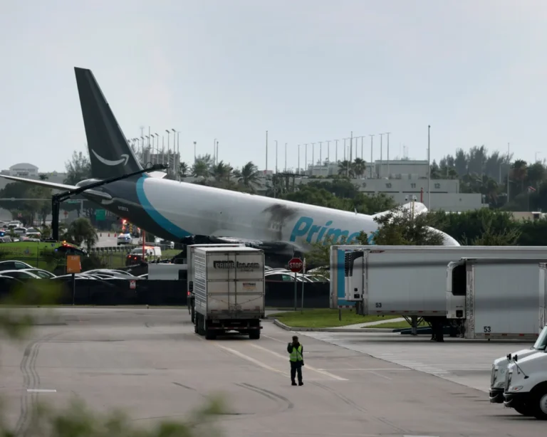 Amazon Cargo Plane Overruns Runway and Catches Fire at Miami International Airport